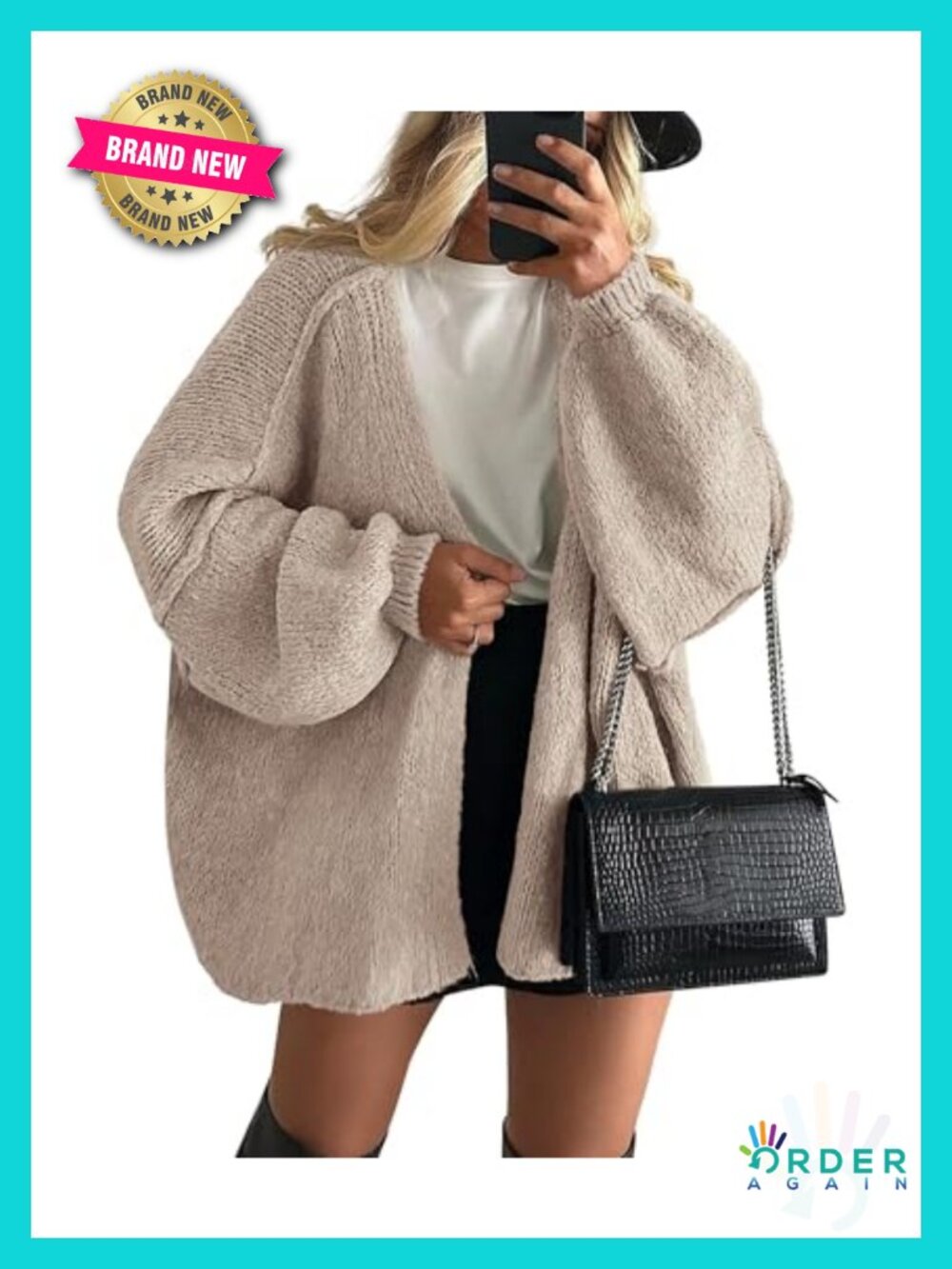 Oversized Open Front Knit Cardigan Sweater Long Sleeve Lightweight